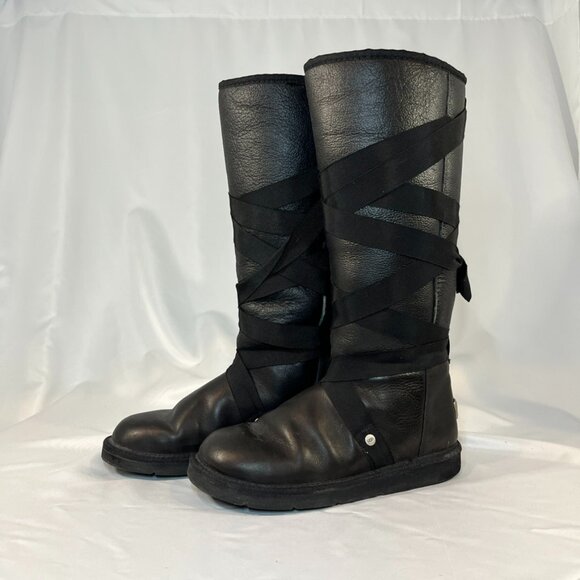 UGG Rina Black Knee High Boots w/ Wrapped Ribbons | Women’s 8 - Picture 1 of 4